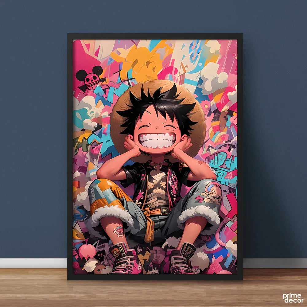 Monkey De Luffy Graffiti Style Illustration One Piece - Anime Wall Art