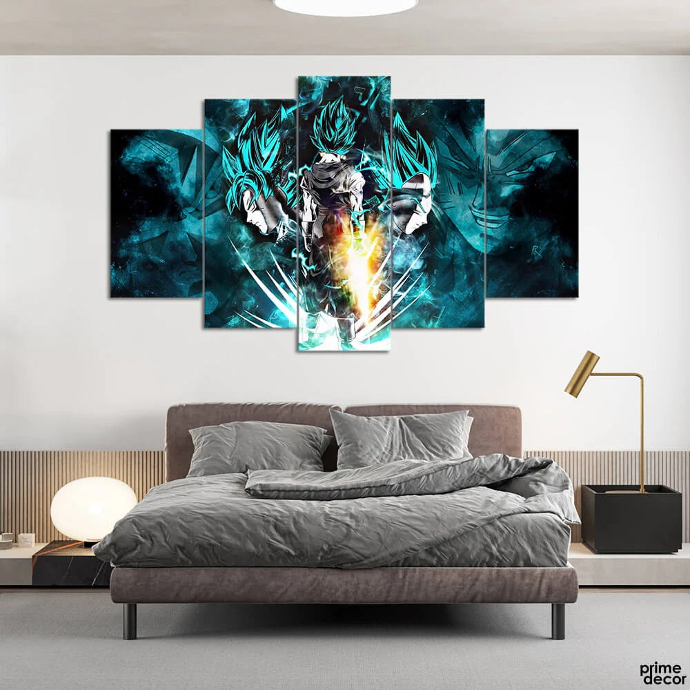 Goku in Action - 5-Panel Dragon Ball Z Anime Wall Art