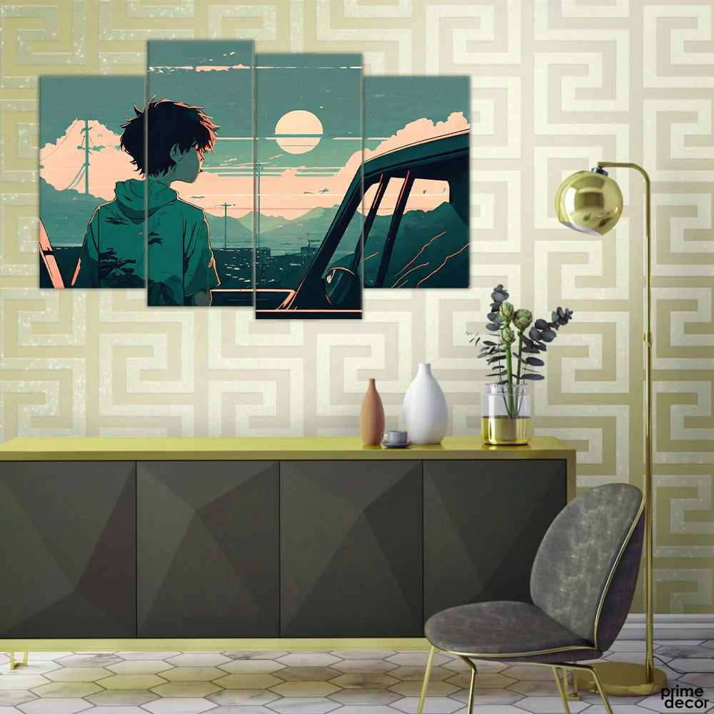 Muz Auto Anime - 4-Panel Anime Wall Art